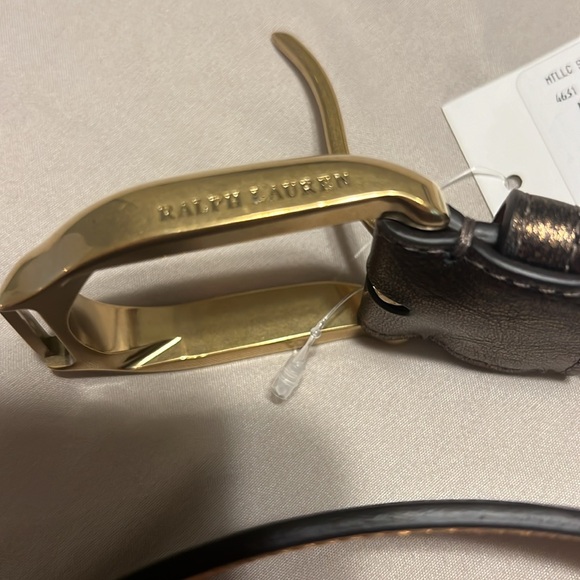 Ralph Lauren Gold Buckle Leather Belt - Picture 2 of 7